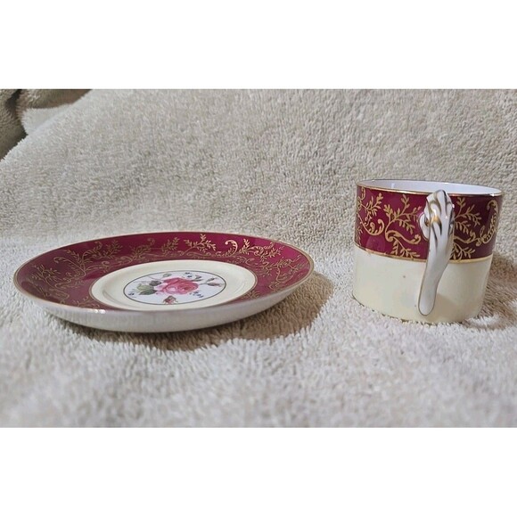 Swansea Rose (Magenta) Demitasse Cup and Saucer R139 Signed W Birbeck - Picture 5 of 14
